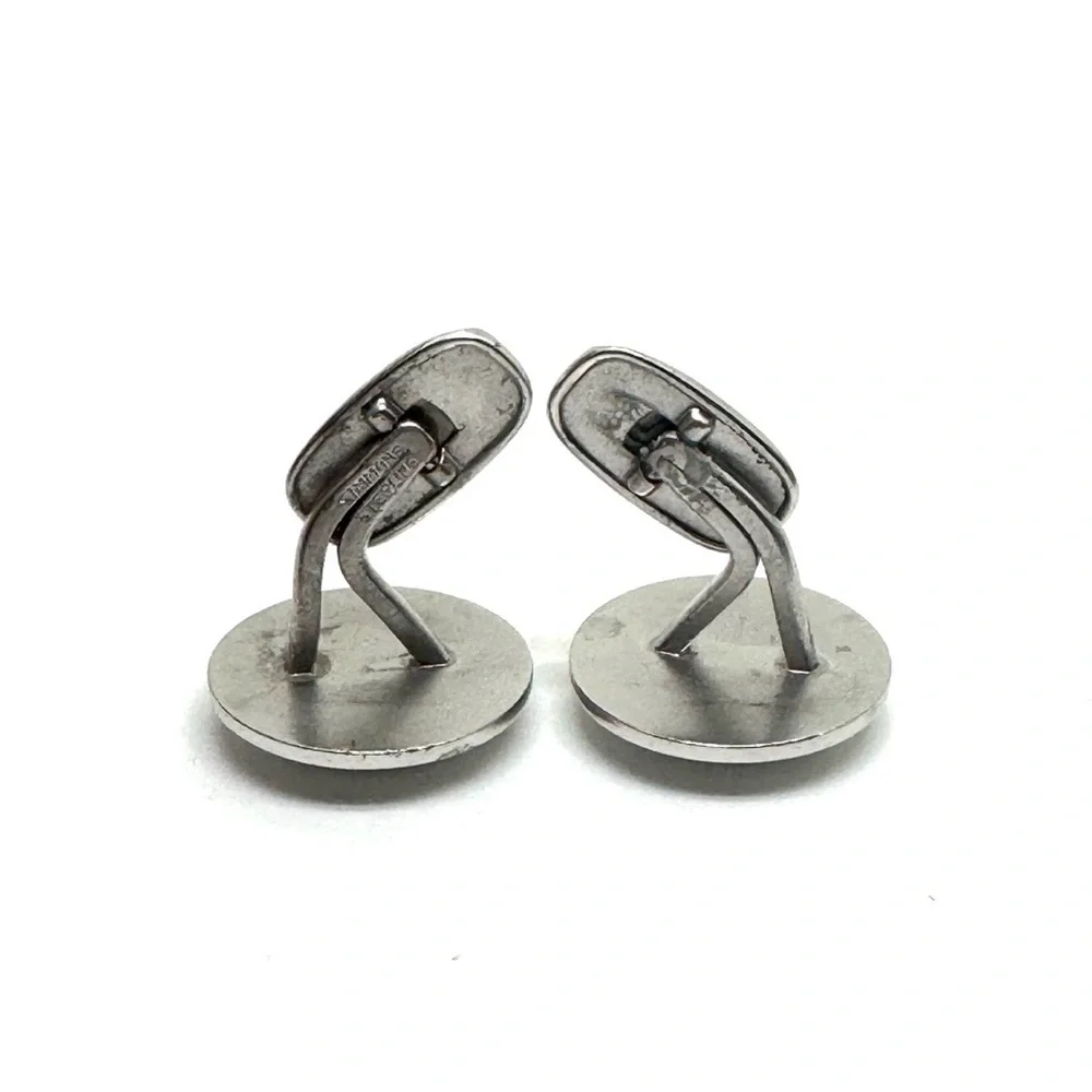 Sterling Silver and Black Onyx Cufflinks by Simmons Midcentury Modern Vintage